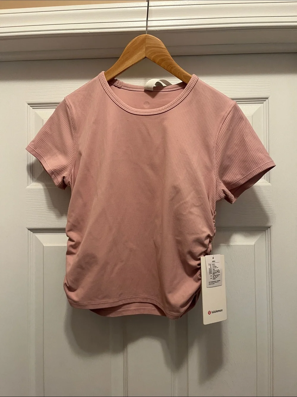 NWT lululemon athletica Dusty Pink Short Sleeve Ruched Tee